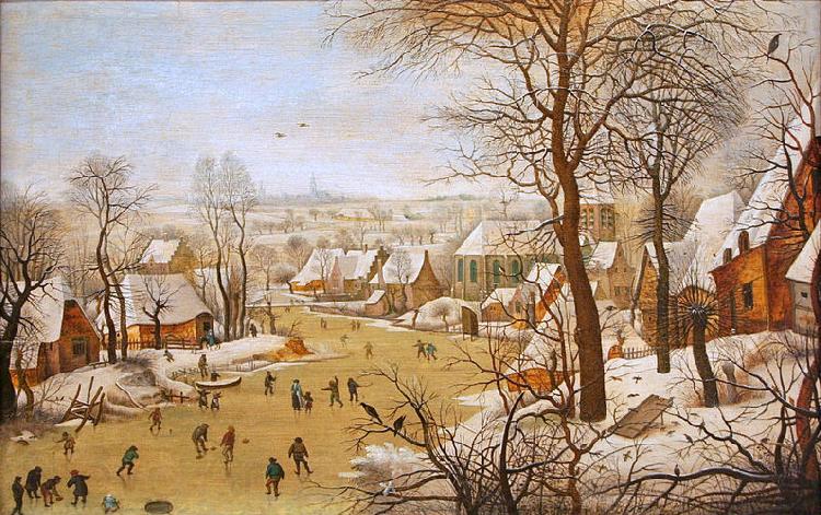Pieter Brueghel the Younger Winter Landscape with Bird Trap Norge oil painting art